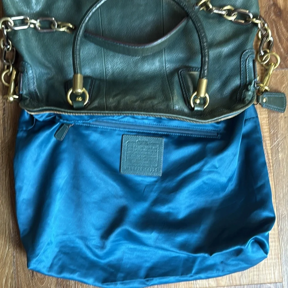 Coach Kristin (14223) Green Leather Hobo Satchel Shoulder Bag (w/twilly)(EUC) - Picture 17 of 17